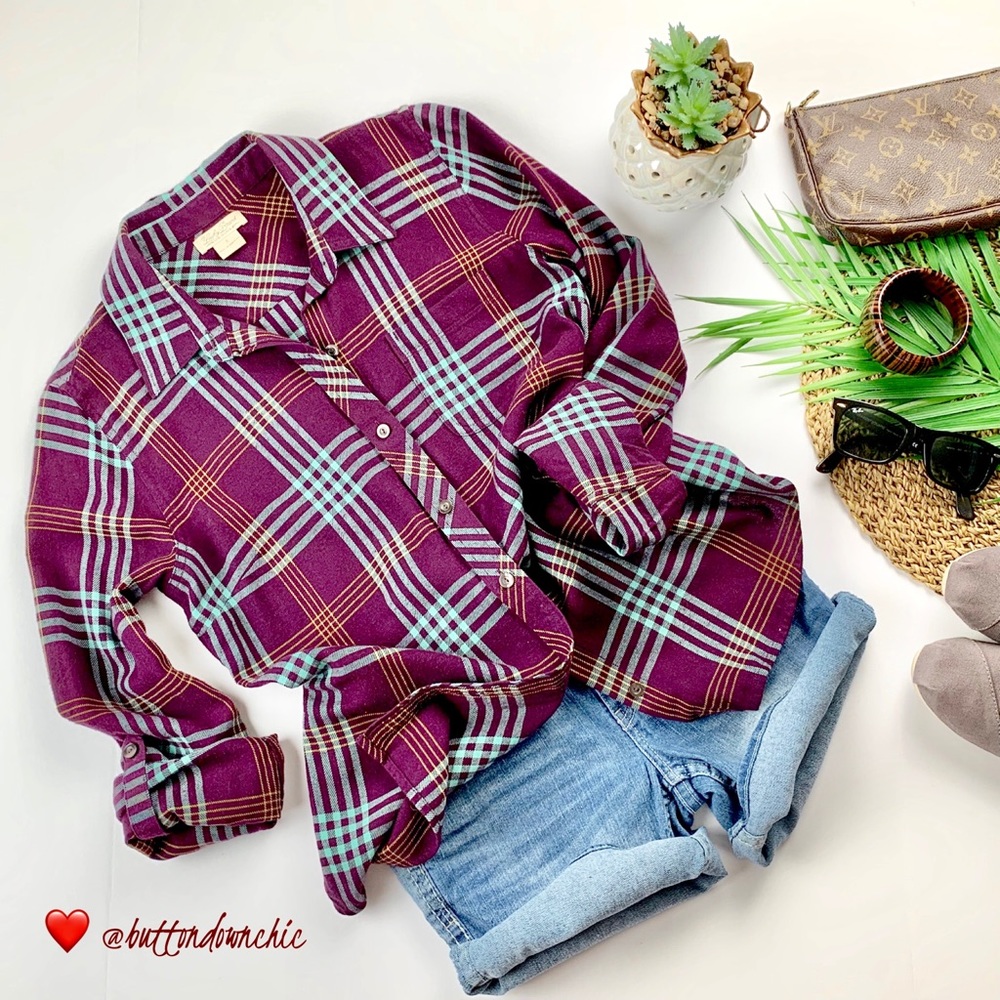 LUCKY BRAND Plaid Button Down Shirt, Small